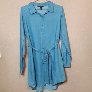 High-low denim shirt dress